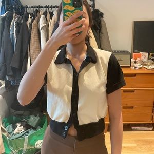 Korean brand cropped button down